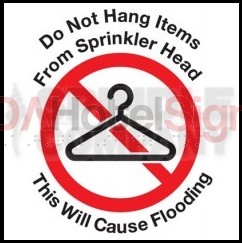 Do not hang item on sprinkler head (100/pkg)