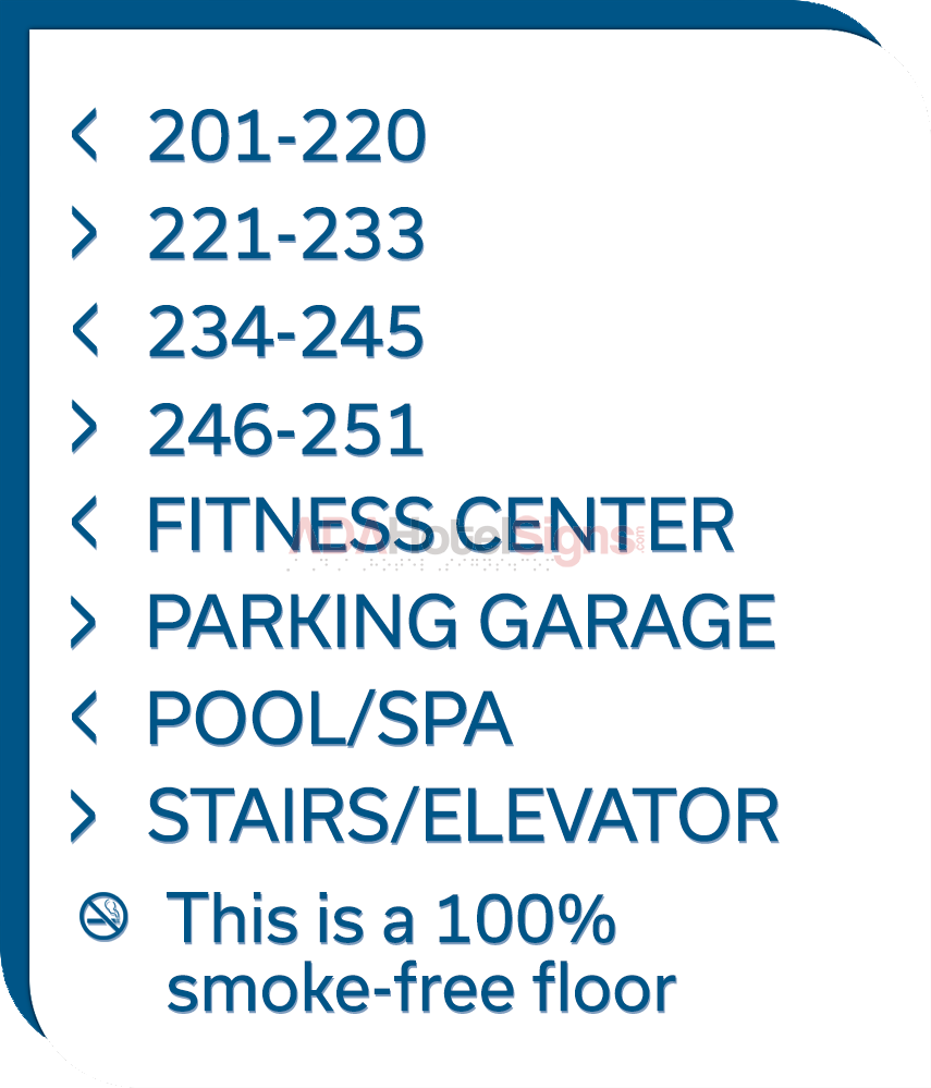 8-Line Directional Sign - 100% Smoke-Free Floor