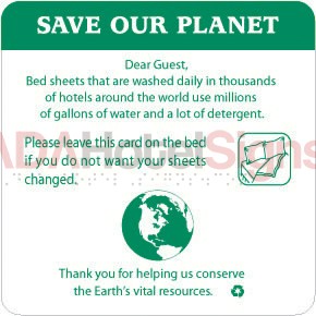 "Leave Sheets" Conservation Flat sign (50/Pkg)