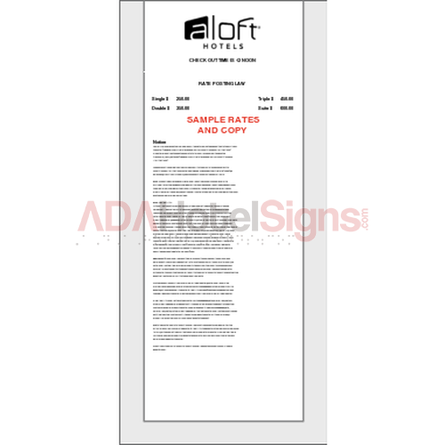 Tariff card and holders