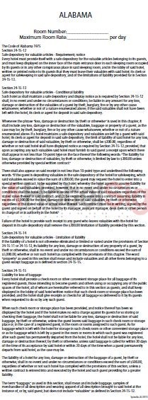 Alabama - State Law Card Insert