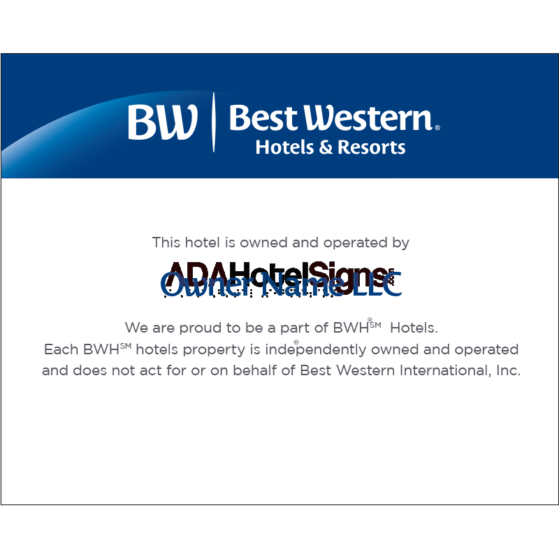 Best Western Core/ Plus Owner/Operator Plaque