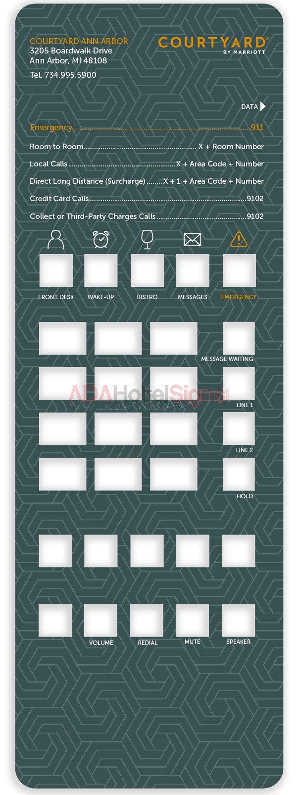 Courtyard by Marriott Paper Phone Plate