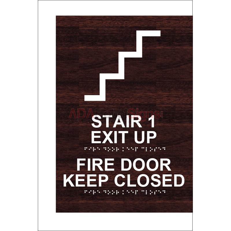 Exit Stair Up Fire Door Sign