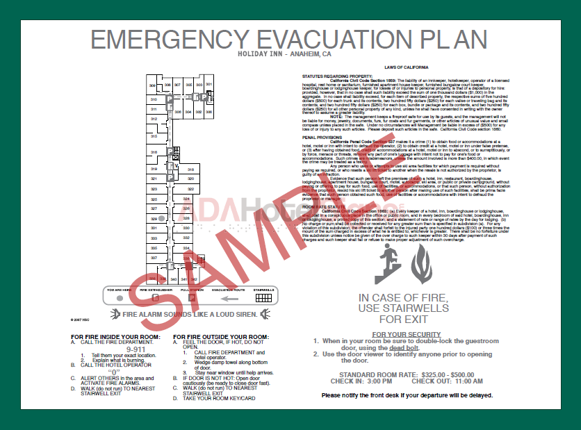 HOI Guest Room Evacuation Signs