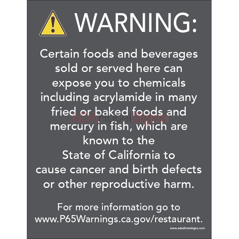 California Prop 65 Food Facility Warning (Front Entrance)