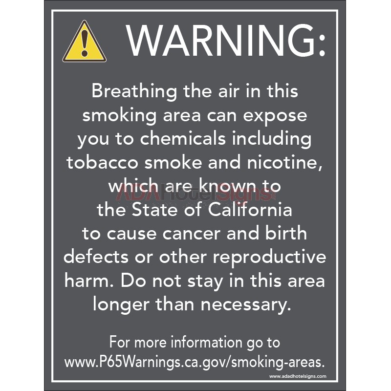 WARNING Tobacco Smoke - Prop 65 