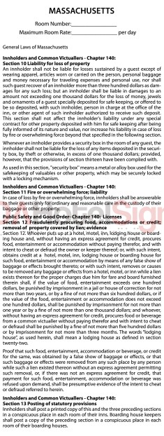 Massachusetts - State Law Card Insert