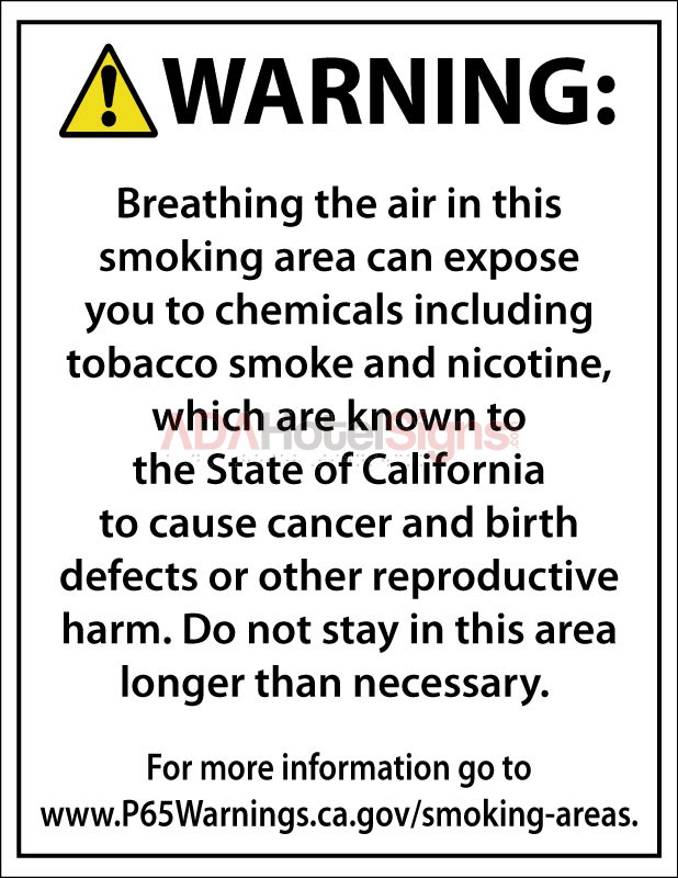 Smoking Area/Prop 65 Smoke Warning