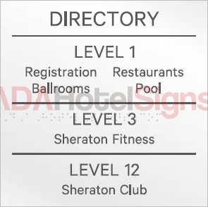 Sheraton Elevator Cab Directory Sign
