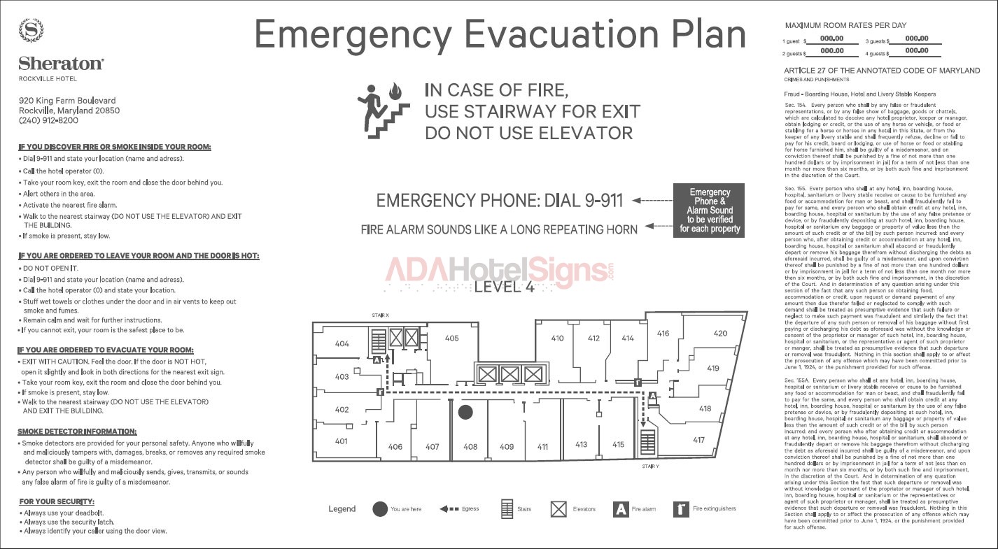 Sheraton Guest room Evac w/ tariff