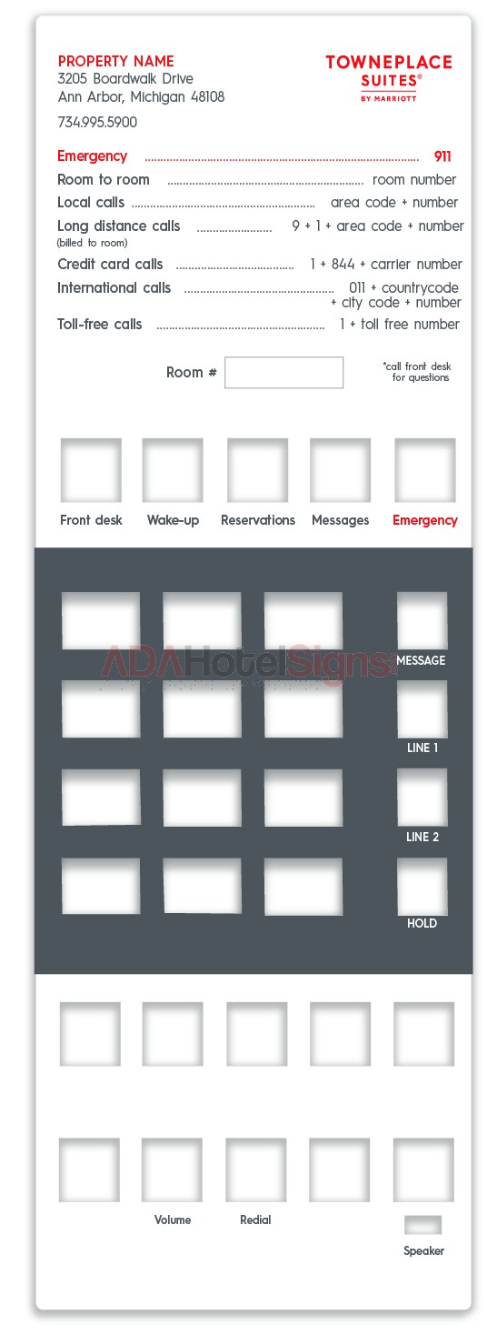 Towneplace Suites by Marriott Paper Phone Plate