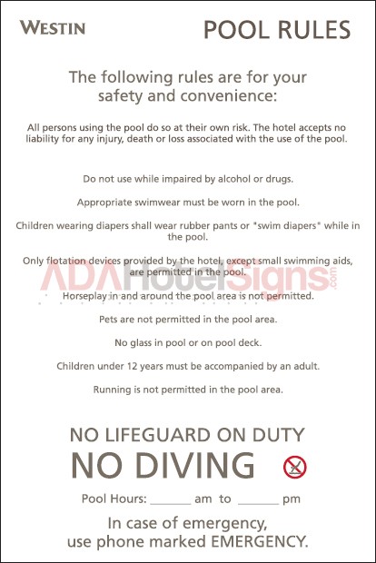 Exterior Pool rules information sign