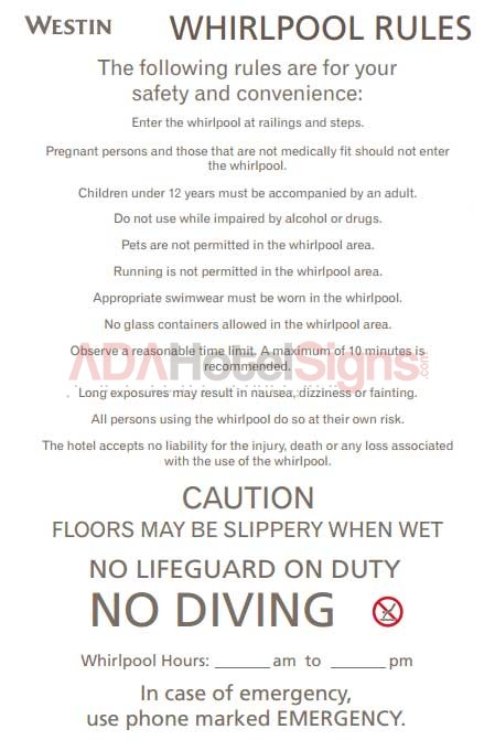 Exterior Whirlpool rules sign