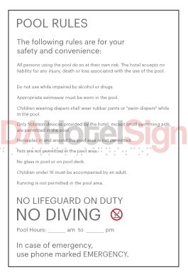 Westin Pool Rules (Exterior)