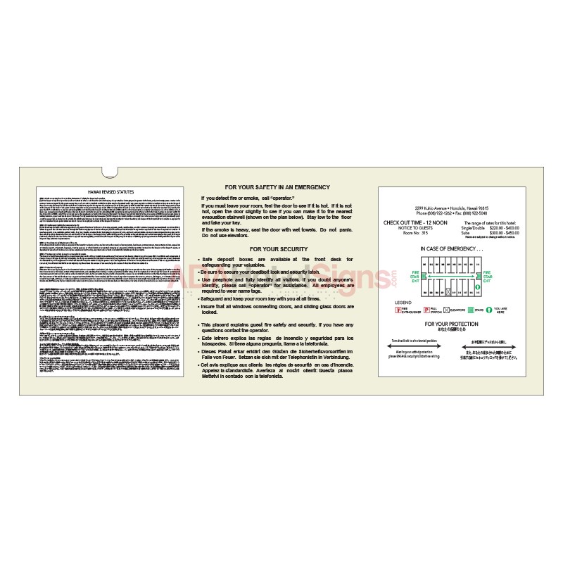 In Room Evacuation Sign