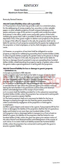 Kentucky - State Law Card Insert