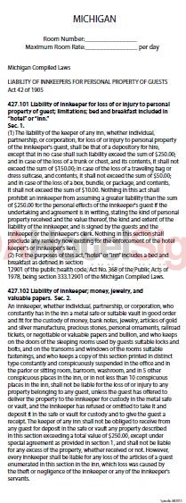 Michigan - State Law Card Insert