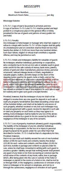 Mississippi - State Law Card Insert