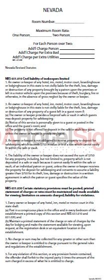 Nevada - State Law Card Insert