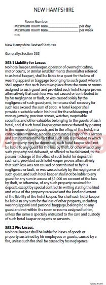 New Hampshire - State Law Card Insert