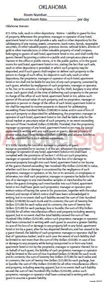 Oklahoma - State Law Card Insert