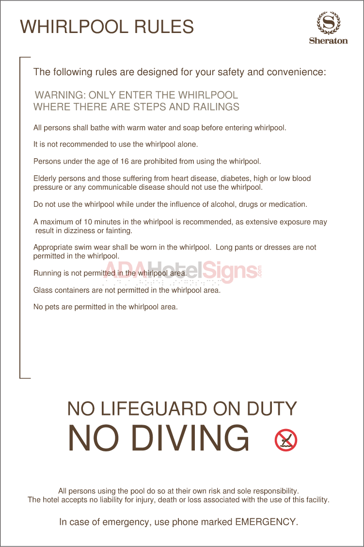 Whirlpool rules (Exterior) sign