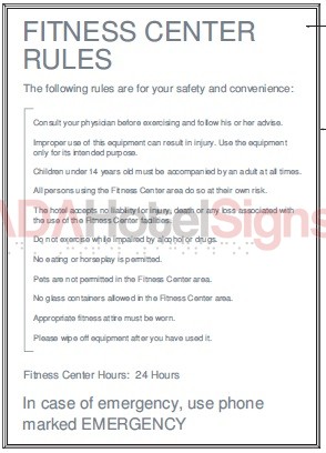 Fitness Rules sign