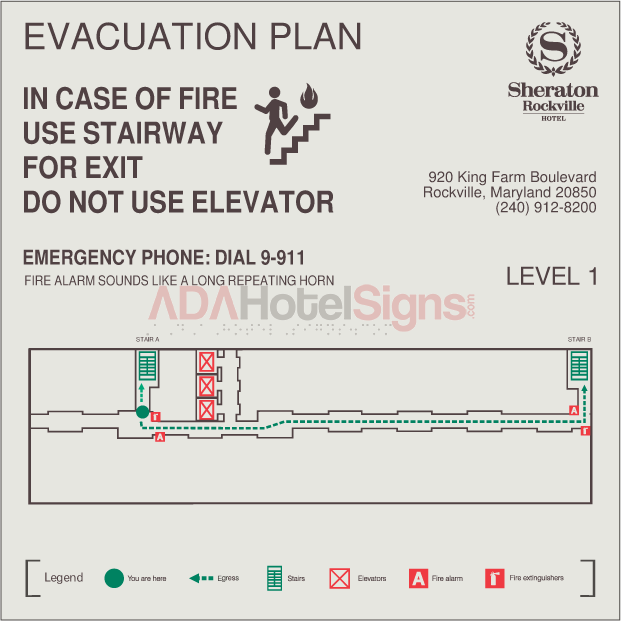 Corridor Evacuation (BOH) sign