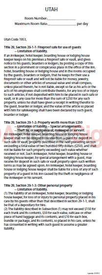 Utah - State Law Card Insert