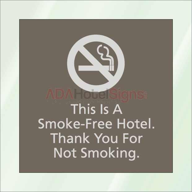 No smoking sign at hotel entrance level (4 lines)