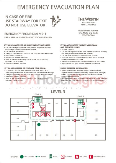Guestroom Evacuation signs
