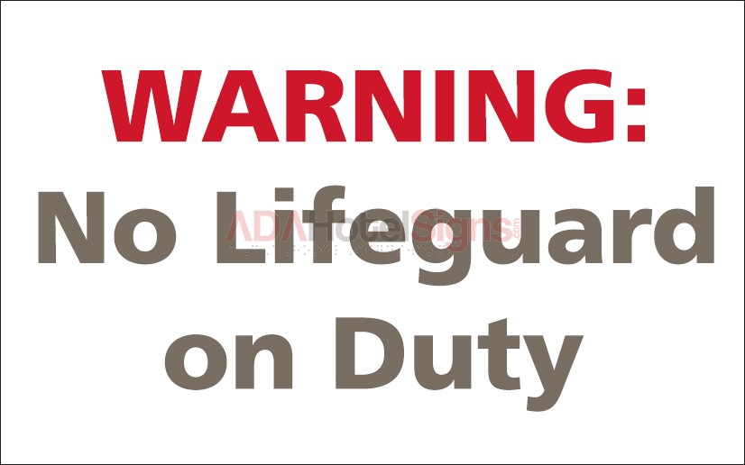 Interior Warning no lifeguard on duty sign
