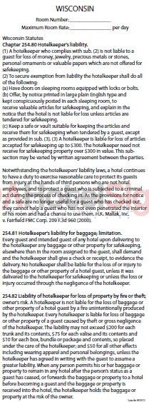 Wisconsin - State Law Card Insert