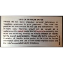 Use of In room safe decals