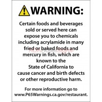 Entrance- Prop 65/Foods & Beverages