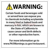 Entrance- Prop 65/Foods & Beverages Small