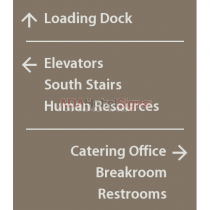 Westin - Back of the house Corridor Directional sign