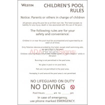 Westin - Exterior Children's Pool rules sign