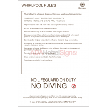 Sheraton - Whirlpool rules (Interior) sign