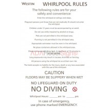 Westin - Interior Whirlpool rules sign